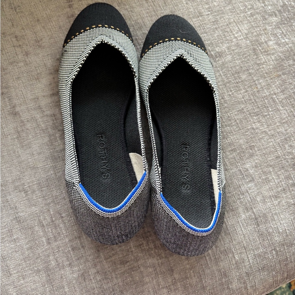 Rothy's Flat Gray Mist Captoe Ballet Classic Comfort Shoe 
 Flats 7 1/2